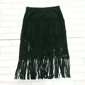 Free People Faux Leather Fringe Western Skirt - S